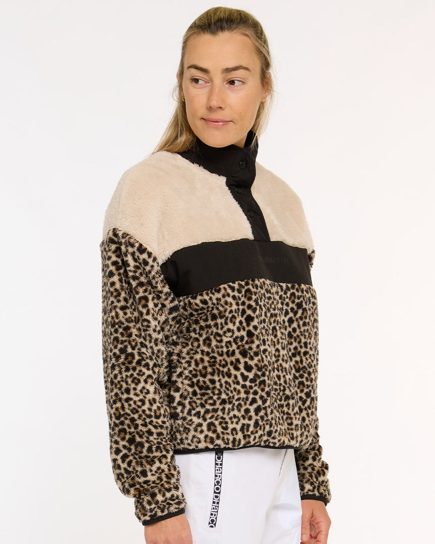 Womens Sherpa Half Zip Fleece | Leopard | Sherpa | WOMENS TOPS | DHaRCO | Image 3 of 8