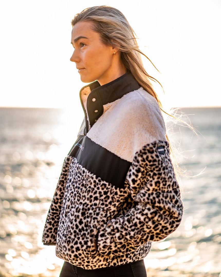 Womens Sherpa Half Zip Fleece | Leopard | Sherpa | WOMENS TOPS | DHaRCO | Image 7 of 8
