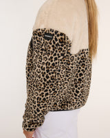 Womens Sherpa Half Zip Fleece | Leopard