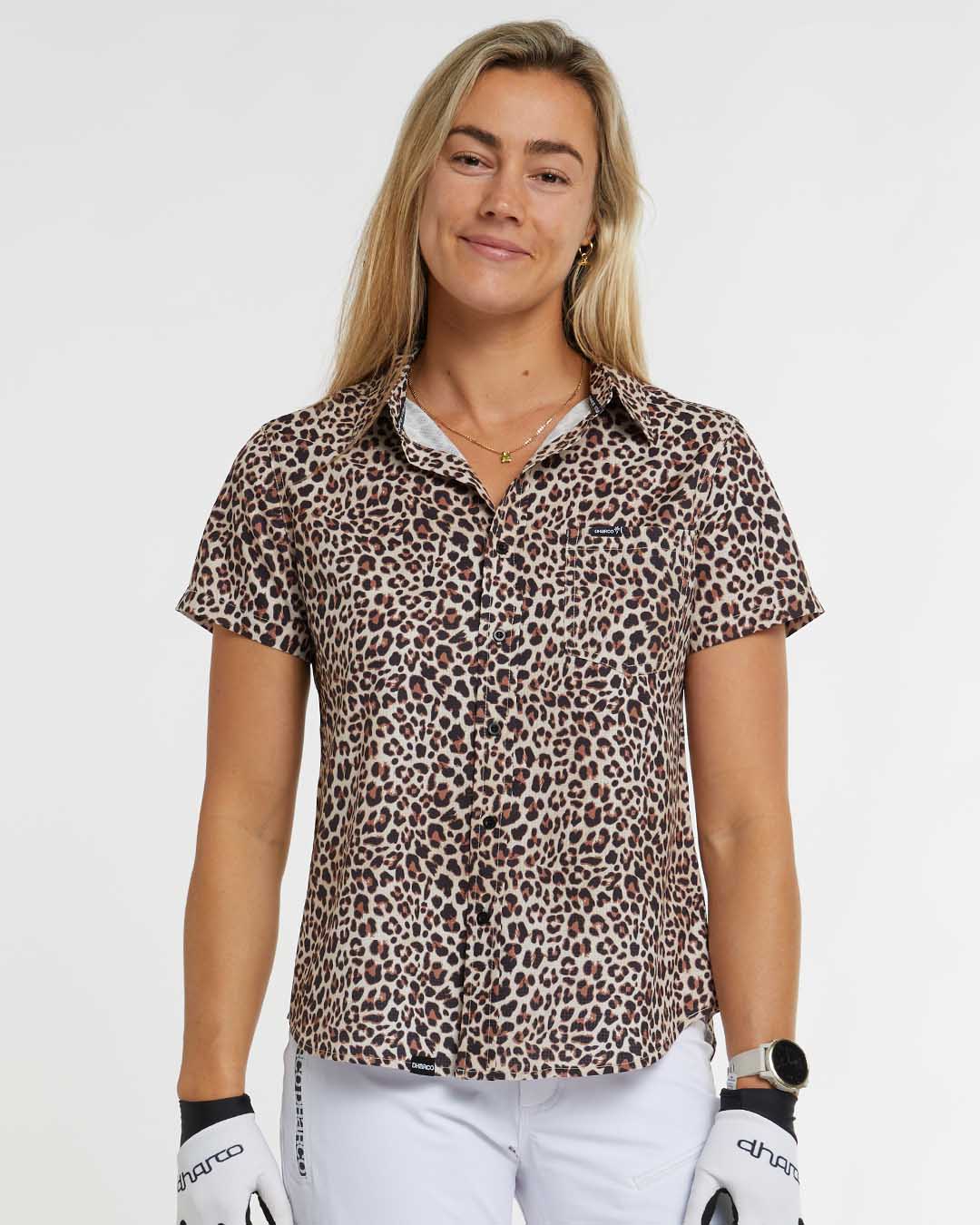 leopard short sleeve button down