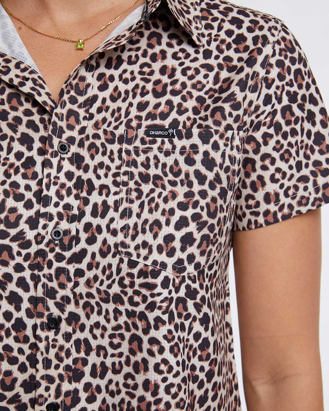 leopard short sleeve button down