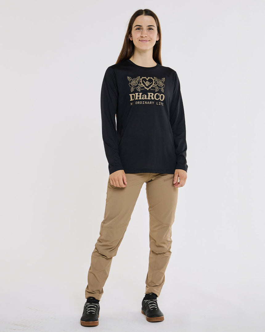Womens Long Sleeve Tech Tee | Black